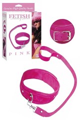 Collier et laisse en cuir rose Fetish fantasy
